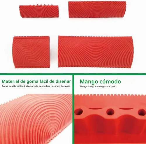Vista 2 de Herramienta de granulado de madera 4pcs Kit de pintura de patrón de madera de goma para muebles