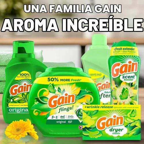 Vista 7 de Gain Hojas de secadora Plus Wrinkle Release, aroma original, 120 unidades, combate la estática con un toque de aroma, sábanas de lavandería