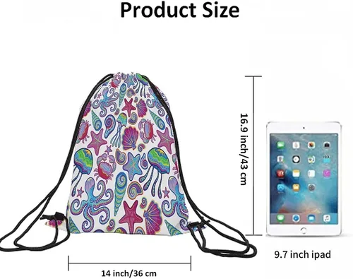 Vista 6 de Beabes Bolsas con cordón de unicornio, mochila y bolsa de gimnasio con cordón, Multi-a63, Mochilas de viaje
