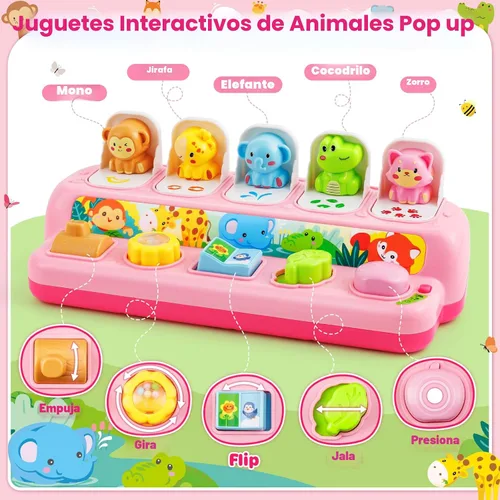 Vista 2 de Duchong - Juguetes para niñas de 1 año, juguete interactivo emergente con música y luz, juguetes de aprendizaje Montessori para bebés y niños