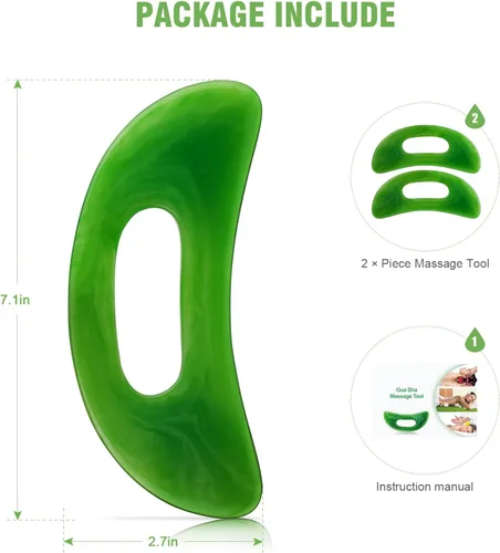 Vista 5 de 2 herramientas grandes de masaje Gua Sha, herramienta de raspado de resina Guasha, raspador de drenaje linfático de mano multifuncional, masajeador