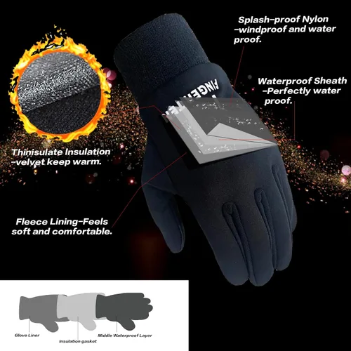 Vista 2 de FINGER TEN Guantes de invierno para niños impermeables con calentador de cuello libre pantalla táctil para niños y niñas para clima frío deportes al