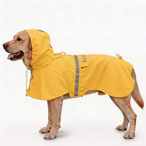 Vista 10 de Chaqueta Impermeable para Perros Poncho Ropa para Perros Impermeable para Mascotas para Perros de Tamaño Pequeño a Mediano (Amarillo Fluor, 2XL)