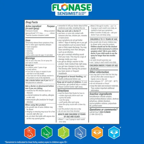 Vista 9 de Flonase Sensimist - Spray nasal para aliviar la alergia, sin somnolencia, 24 horas, alivio de alergias de larga duración con rocío fino y sin