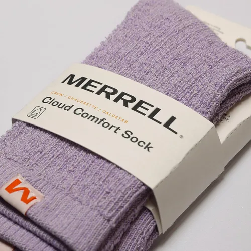 Vista 4 de Merrell Calcetines Cloud Crew para hombre y mujer, paquete de 1 par, ultra suaves, acolchados, cómodos, para trabajo y recuperación deportiva