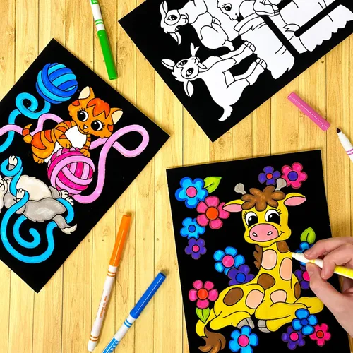 Vista 2 de Stuff2Color Baby Animals - Paquete de 6 carteles de terciopelo para colorear