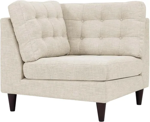 Vista 37 de Sofá esquinero Modway Empress, estilo de mediados de siglo, tapizado de tela en avena, Tela, Celeste