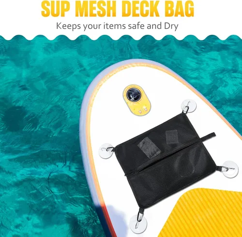 Vista 5 de Bolsa de malla para tabla de remo de pie, tabla de surf, kayak, negro, talla única