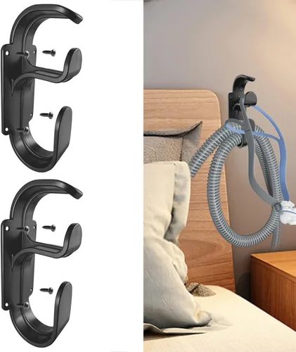 Vista 13 de Percha de manguera CPAP con función antidesenganche, gancho para máscara y soporte de tubo, organizador de suministros, evita enredos de manguera