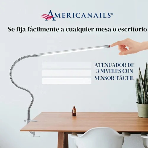 Vista 6 de Americanails FlexiLamp Touch XL - Lámpara LED de escritorio de mesa, abrazadera extraíble, iluminación ajustable para estaciones de uñas, luz