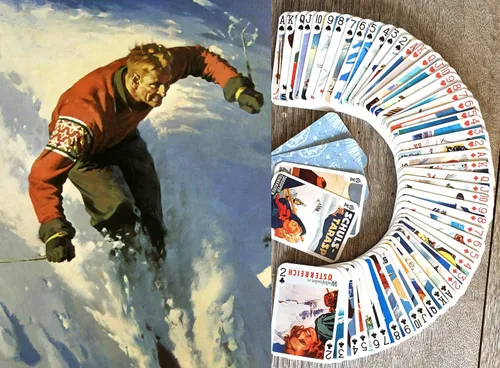 Vista 10 de Carteles de aviación vintage para jugar a las cartas (baraja de póquer 54 cartas todas diferentes) Carteles de viaje retro vintage Avia avión azafata
