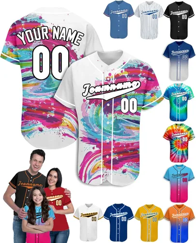Vista 36 de Camiseta de béisbol personalizada para hombres, mujeres y niños con nombre, número y logotipo, camisetas de sóftbol personalizadas, S-4XL