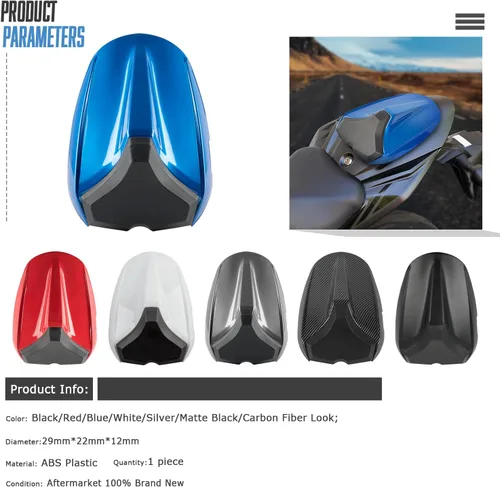Vista 3 de Funda para asiento trasero de pasajero de motocicleta compatible con Su-zu-ki GSXS750 GSX-S750 GSXS GSX-S 750 2017 2018 2019 2020 2021 2022 Pillion