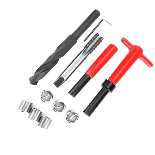 Vista 4 de Kit de reparación de rosca, 11 piezas, M16x1.5 de longitud 1.5D de acero inoxidable torcido, herramienta de inserción roscada, kit de reparación