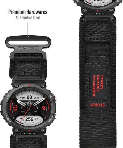Vista 5 de Lamshaw Compatible con Amazfit T-Rex 2 bandas, correa deportiva de nailon resistente con diseño de bucle tejido compatible con Amazfit T-Rex 2 Smart