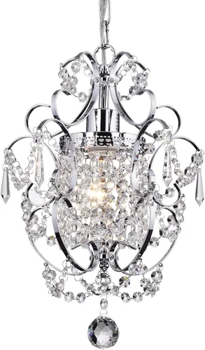 Vista 10 de Edvivi Amorette - Mini candelabro de cristal, 1 lámpara moderna y elegante de techo de bronce antiguo, iluminación colgante ajustable para armario