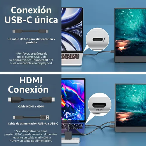 Vista 3 de cocopar Monitor portátil de 15.6 pulgadas 1080P FHD 60Hz 85% sRGB Monitor de viaje con altavoz HDMI USB-C segunda pantalla para computadora portátil