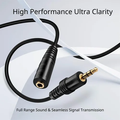 Vista 2 de TNP AUX - Cable de extensión para auriculares de 0.138 in (3 pies), extensor macho a hembra, adaptador de conector de enchufe auxiliar de audio
