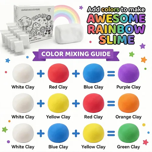 Vista 3 de Arcilla para modelar para niños, arcilla mágica VANJETO para niños secado al aire, arcilla súper suave para bricolaje Slime, arcilla de modelado Azul