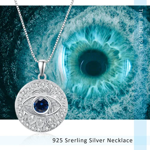 Vista 7 de TUGHRA Collar contra el mal de ojo de plata esterlina S925 con dije de mal de ojo, collares de protección, amuleto de joyería de regalo