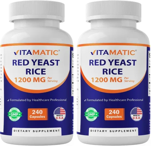 Vista 10 de Vitamatic - Arroz de levadura roja de 1200 mg por porción, 240 cápsulas vegetales, fabricado en los Estados Unidos, sin OMG y sin gluten