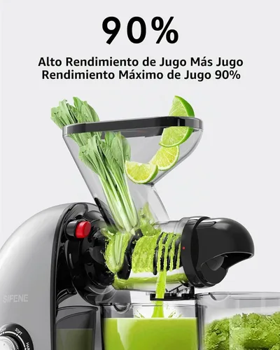 Vista 3 de SIFENE Compact Slow Masticating Juicer, Dual Feed Chute, 150W Motor, Gray