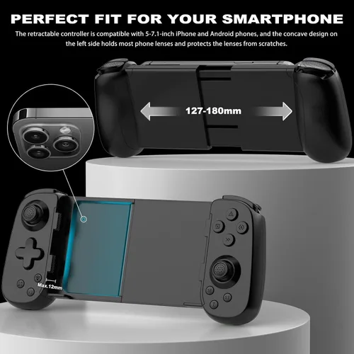 Vista 5 de arVin Mobile Gaming Controller for iPhoneiPadAndroidTabletPCSwitchPS3PS4, Wireless Gamepad Joystick with Turbo6-axis GyroVibration, Play Xbox Cloud