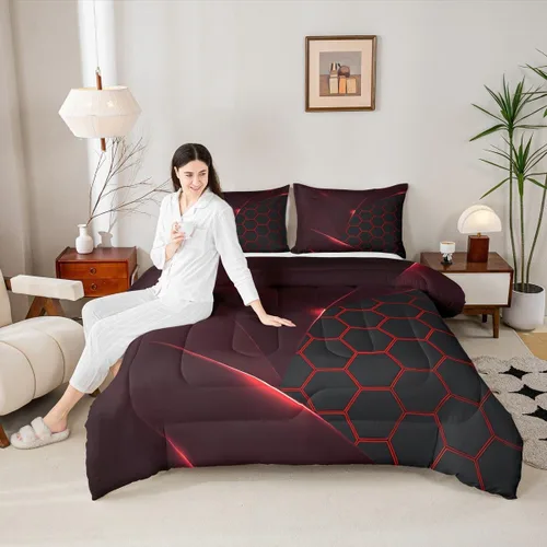 Vista 26 de Manfei Geometric Triangle Twin Size Bedding Set with 1 Pillowcase - Triangles Bedding Set for Kids Boys Girls Bedroom,Modern Simple 2 Pieces All