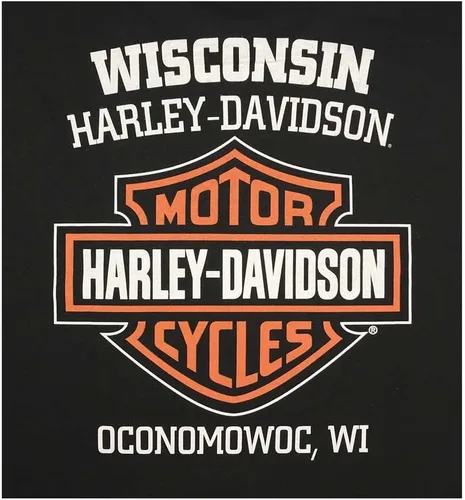 Vista 2 de Harley-Davidson Camiseta de manga corta para hombre, diseño de calavera sombreada, color negro sólido