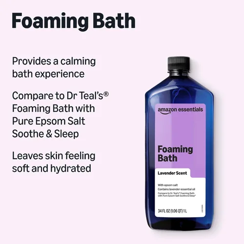 Vista 3 de Amazon Basics Baño Espumoso con Aroma de Lavanda con Aceite Esencial, 34 Onzas Líquidas