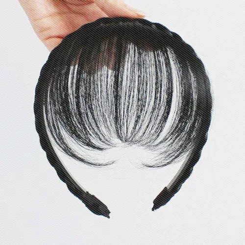 Vista 5 de Extensiones de cabello sintético con flecos, para mujeres y niñas (negro)