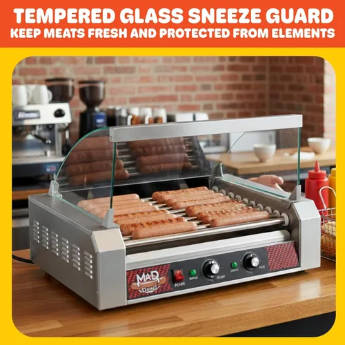 Vista 3 de Great Northern Cubierta de rodillo para perros calientes de palomitas de maíz Tempered Glass Sneeze Guard for 9-Roller Hot Dog Machine - Shield