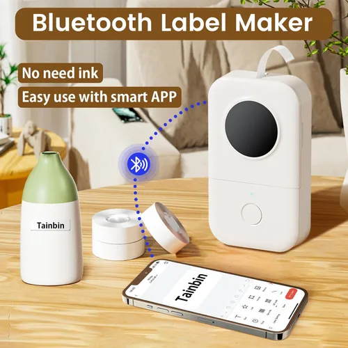 Vista 9 de Phomemo D30 - Etiquetadora inalámbrica Bluetooth, pequeña, de bolsillo, para teléfonos inteligentes, con cinta, impresora térmica directa