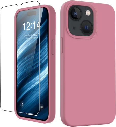 Vista 30 de FUNMIKO Funda compatible con iPhone 15 con protector de pantalla, silicona líquida suave y sedosa mejorada, diseñada a la moda para hombres, mujeres