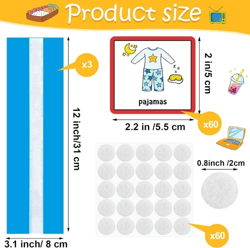 Vista 2 de Geyee 60 tarjetas de horario visual, gráfico de rutina diaria, planificador, tarjetas a granel para autismo, materiales de aprendizaje, Asperger