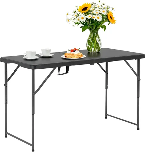 Vista 10 de PayLessHere Mesa plegable de plástico para fiestas, bodas, camping, oficina con asa de transporte (blanco, 6 pies)