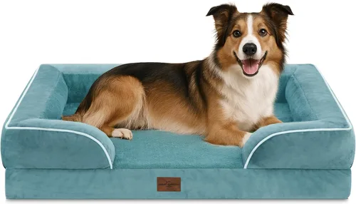 Vista 205 de Comfort Expression - Cama ortopédica para perros medianos, 28 x 19 pulgadas, cama impermeable y de apoyo de espuma con cojines removibles, sofá