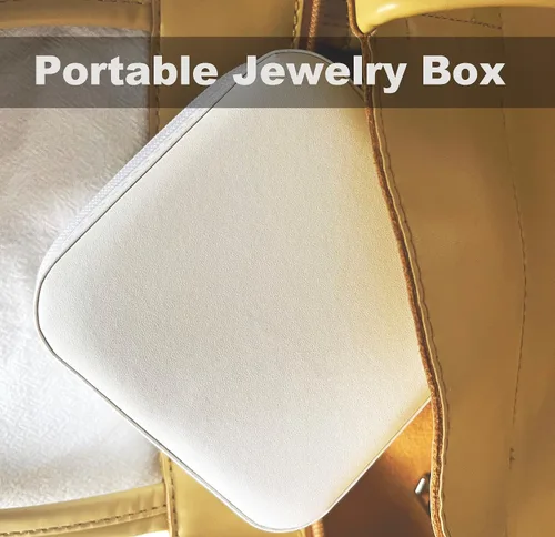 Vista 5 de PHILOPACK Joyero de viaje organizador portátil para joyas, organizador de almacenamiento de piel sintética con espejo, soporte de joyería