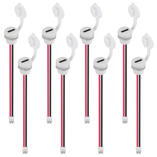 Vista 32 de 8 piezas de placa desnuda tipo C Chasis hembra impermeable 2P cable de soldadura tipo USB C Cable de extensión Cable de alimentación USB-C enchufe a