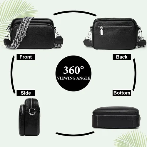 Vista 5 de Aucuu Bolso cruzado, bolsos de hombro de cuero genuino para mujer, bolso de hombro para teléfono celular, bolsas cruzadas para mujer de regalo