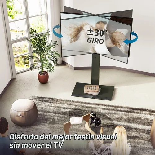 Vista 3 de FITUEYES - Soporte universal de suelo para TV con base de hierro, montaje giratorio para televisores LED, LCD, OLED, plasma, de pantalla plana