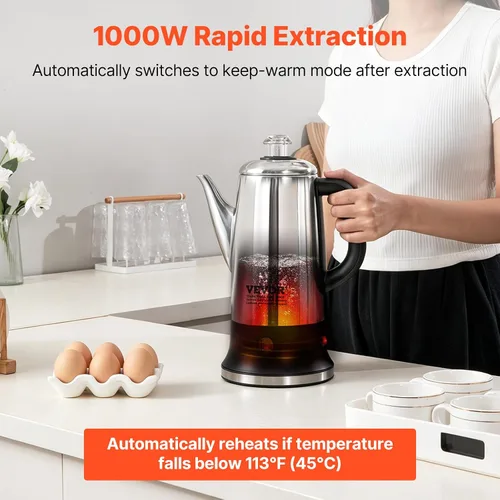 Vista 3 de VEVOR Cafetera Eléctrica de 12 Tazas con Percolador, Cafetera de Acero Inoxidable 304 con Función de Mantenimiento en Calor y Mango Resistente al