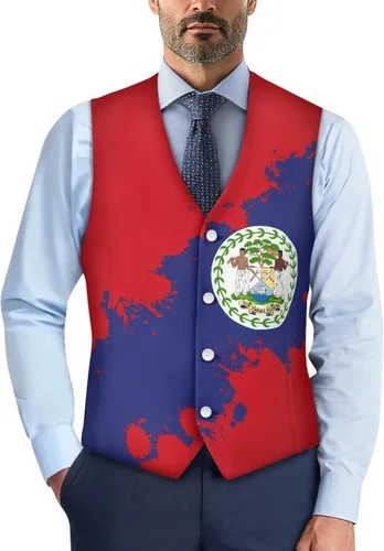 Vista 21 de TODIYADDU Chaleco de cuello en V para hombre, chaquetas de traje sin mangas Maple Leaf