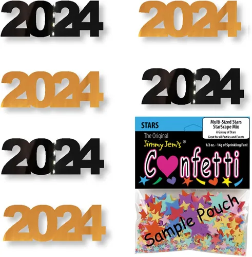 Vista 32 de Confetti Year 2024 Negro, Azul Royal Combo - 2 bolsas de media onza (1 oz)