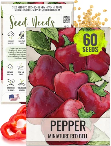 Vista 28 de Seed Needs - Semillas de pimiento arcoíris para plantar verduras, 1 paquete