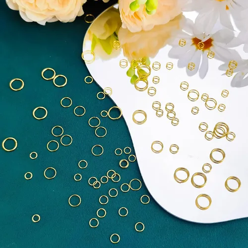 Vista 7 de 500 piezas de anillos de salto de acero inoxidable de 5 mm, calibre 21, chapados en oro, anillos O de metal, conectores de un solo bucle cerrados