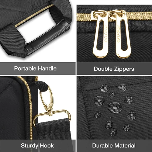 Vista 7 de MOSISO Vertical Laptop Bag, Computer Bags Rhombus Quilted Laptop Shoulder Bag with Trolley Sleeve&Pocket&Handle