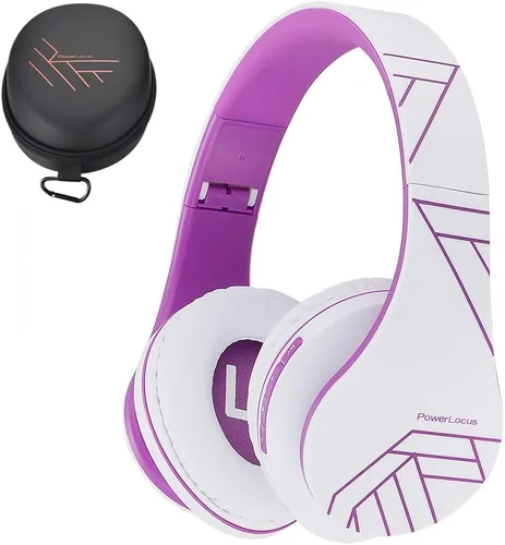 Vista 11 de PowerLocus - Audífonos Bluetooth sobre las orejas, auriculares inalámbricos plegables estéreo con cable y sin cable con micrófono incorporado, Micro