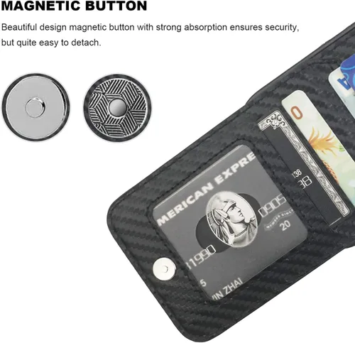 Vista 79 de KIHUWEY - Funda tipo cartera compatible con iPhone 15 con soporte para tarjetas de crédito, cierre magnético, soporte de cuero premium, cubierta