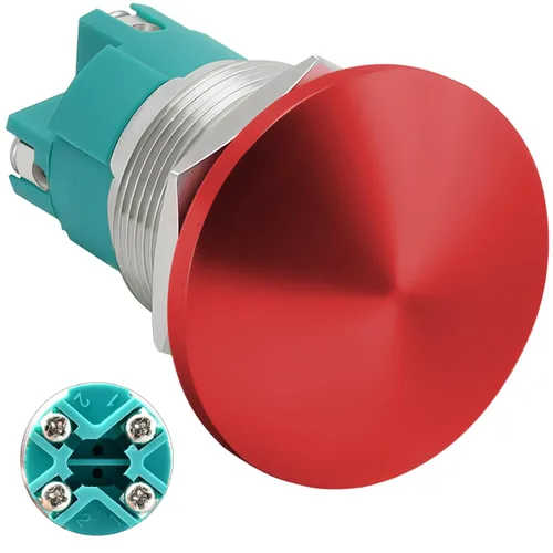 Vista 11 de Interruptor de botón de cierre de 10 Amp, 16 mm, con cabeza de hongo roja, impermeable, DC12V 24V 110V/120V 250VAC, SPST, de acero inoxidable